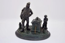 Patinated bronze inkwell, Charles X style dresser