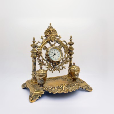 Encrier original et pendule en bronze fin XIXe français