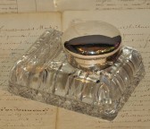 Inkwell crystal and silver 1920