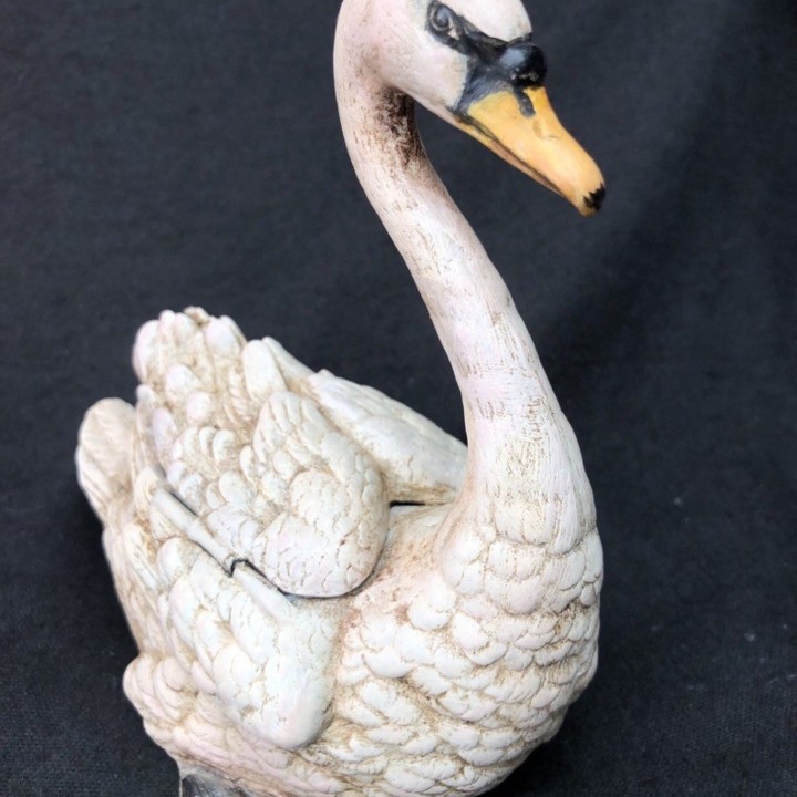 Tintero con cisne de bronce de Viena policromado