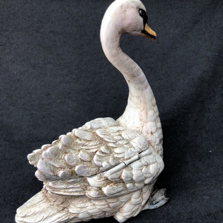 Schwanen-Tintenfass aus polychromer Wiener Bronze
