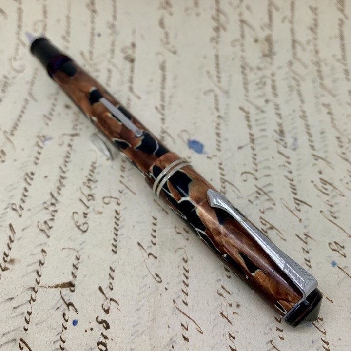 Caneta de tinta permanente de vidro dos anos 40, francesa