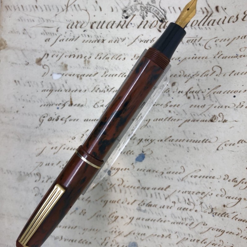 Stylo plume en résine marbrée 1950 neuf
