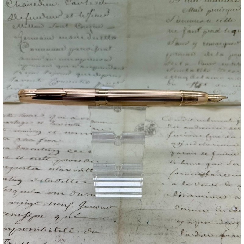 Stylo plume Waterman Flash fill en or massif 1940 à cartouche en verre