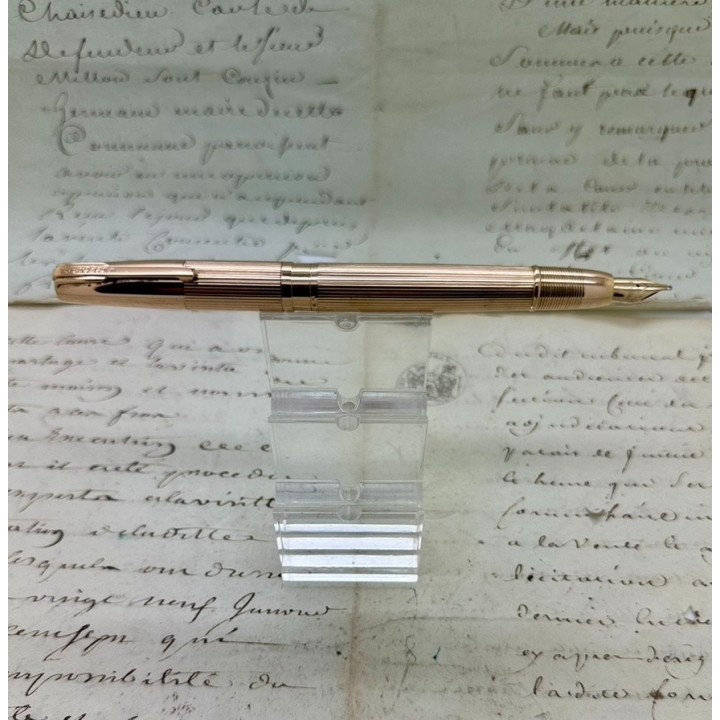 Caneta-tinteiro Waterman Flash Fill em ouro maciço 1940 com cartucho de vidro