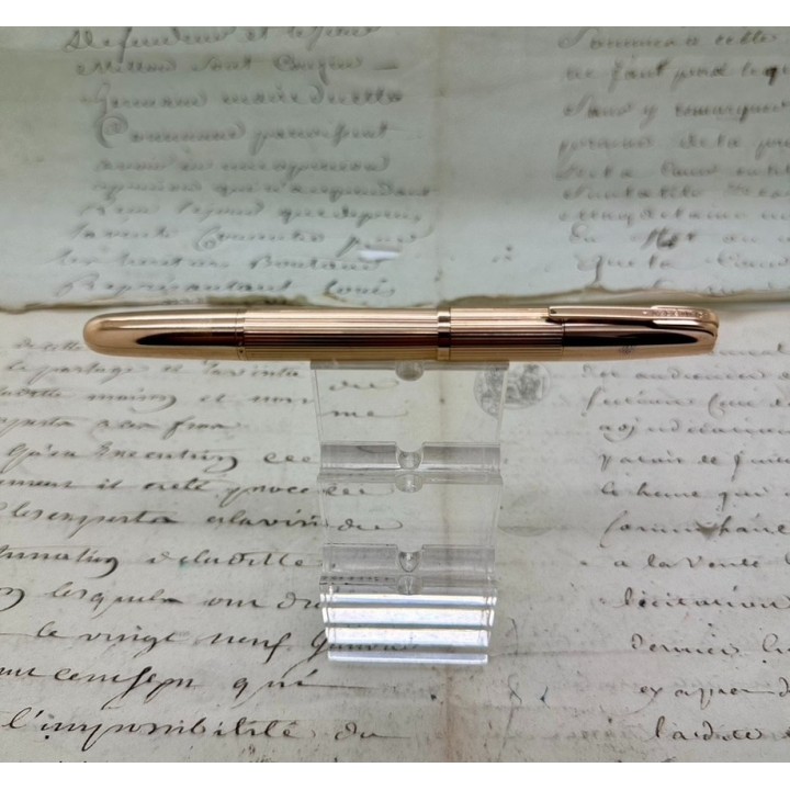 Stylo plume Waterman Flash fill en or massif 1940 à cartouche en verre
