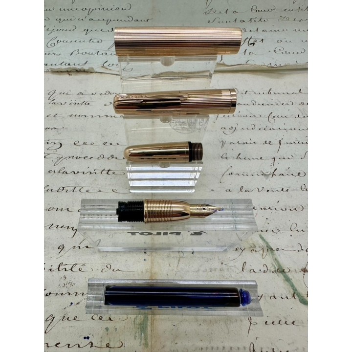 Stylo plume Waterman Flash fill en or massif 1940 à cartouche en verre